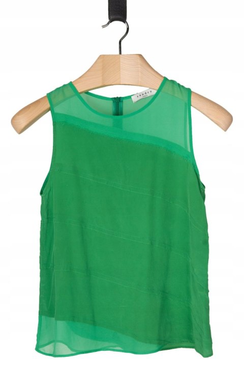 SANDRO PARIS - delikatna bluzka jedwab piękna zieleń - S