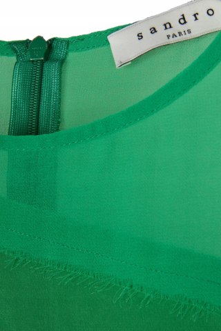 SANDRO PARIS - delikatna bluzka jedwab piękna zieleń - S