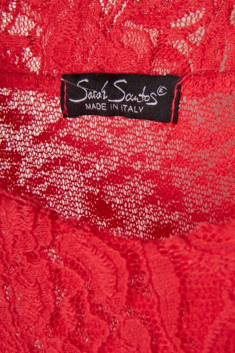 SARAH SANTOS - włoska bluzka mięciutka bawełna faktura koronka - XL