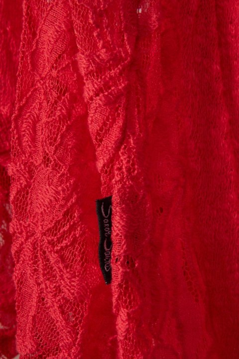 SARAH SANTOS - włoska bluzka mięciutka bawełna faktura koronka - XL