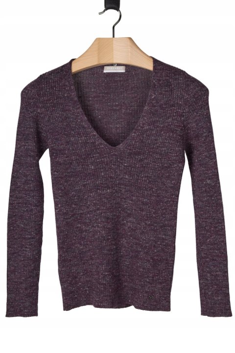 STEFANEL - włoski mięciutki sweter wełna piękny fiolet melanżowy - S/M