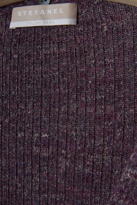 STEFANEL - włoski mięciutki sweter wełna piękny fiolet melanżowy - S/M