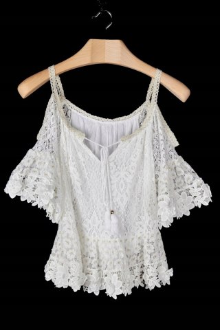 Śliczna włoska bluzka bajeczna koronka - S/M