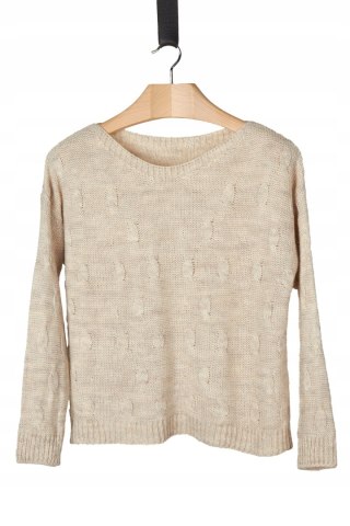 Śliczny włoski sweter piękny splot luźny krój L