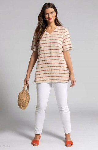 ULLA POPKEN - bluzka koszulowa tunika pastelowe kolory wiskoza len - 46/48