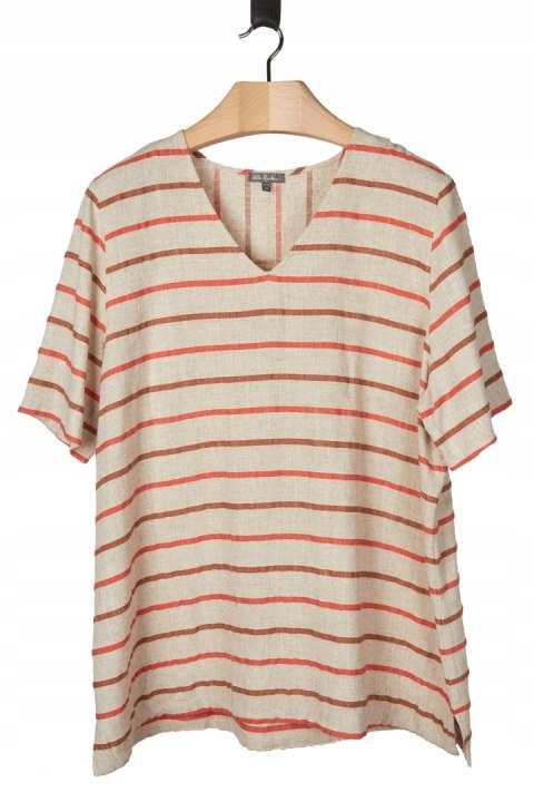 ULLA POPKEN - bluzka koszulowa tunika pastelowe kolory wiskoza len - 46/48