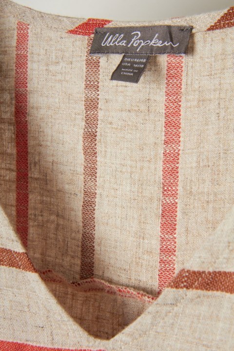 ULLA POPKEN - bluzka koszulowa tunika pastelowe kolory wiskoza len - 46/48