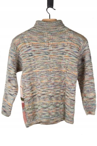 Wełniany sweter piękne wzory rękodzieło -S/M