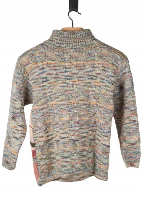 Wełniany sweter piękne wzory rękodzieło -S/M