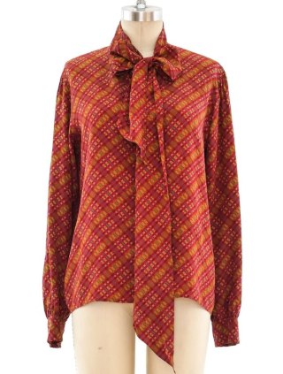 YVES SAINT LAURENT RIVE GAUCHE zjawiskowa bluzka jedwab piękne kolory 36