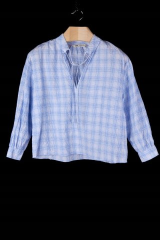 ZARA - luźna bluzka w kratkę delikatny błękit -S/M