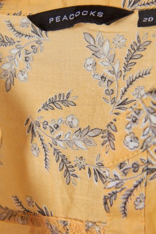 Zjawiskowa bluzka bawełna motyw roślin bursztynowy kolor - 48