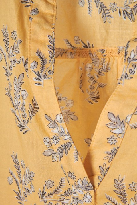 Zjawiskowa bluzka bawełna motyw roślin bursztynowy kolor - 48