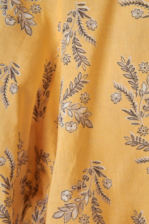 Zjawiskowa bluzka bawełna motyw roślin bursztynowy kolor - 48