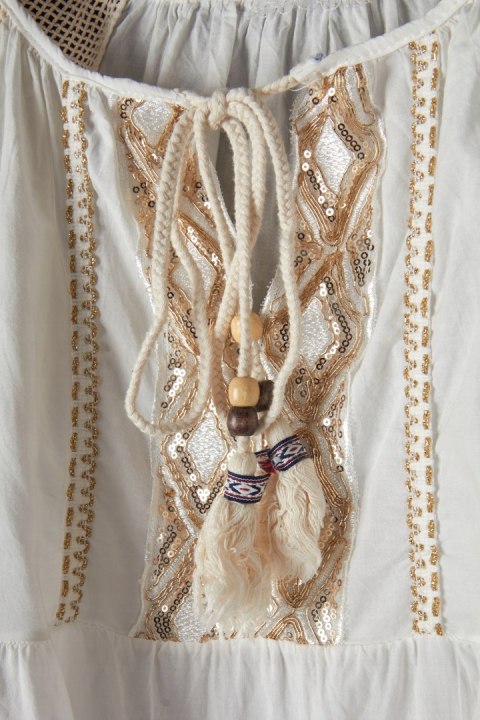 Artystyczna włoska bluzka bogato zdobiona - M