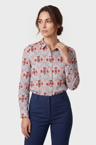 BODEN wyjątkowa bluzka koszulowa rozpinana len piękne wzory 36