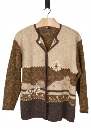 C&A wyszukany sweter z wełną ciekawa faktura XL