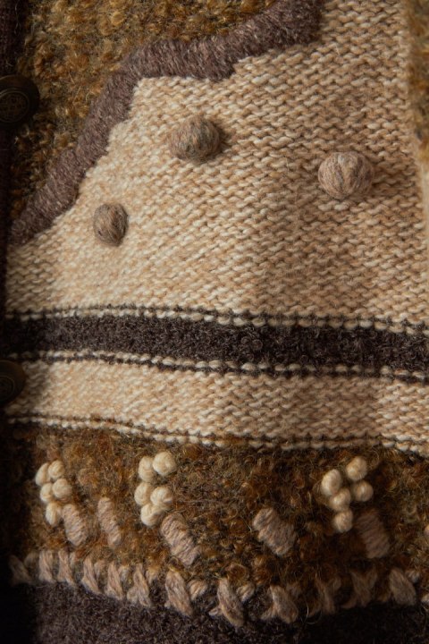 C&A wyszukany sweter z wełną ciekawa faktura XL