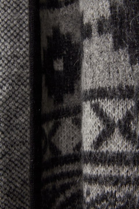 DANTE6 - luksusowy sweter kardigan wełna moher geometryczne wzory - S