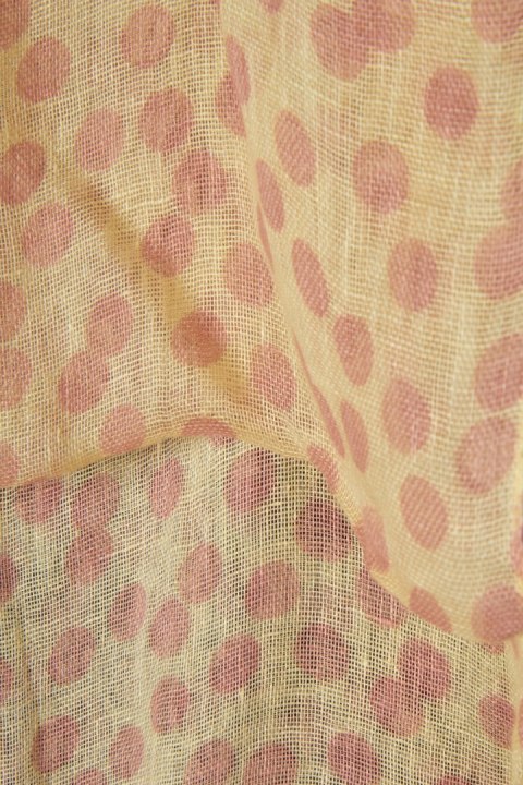 FALCONERI - włoski szal lniany piękny pastelowy kolor w groszki