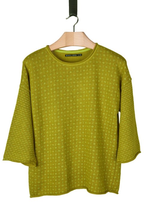 GUDRUN SJODEN - zjawiskowy sweter lniany - L