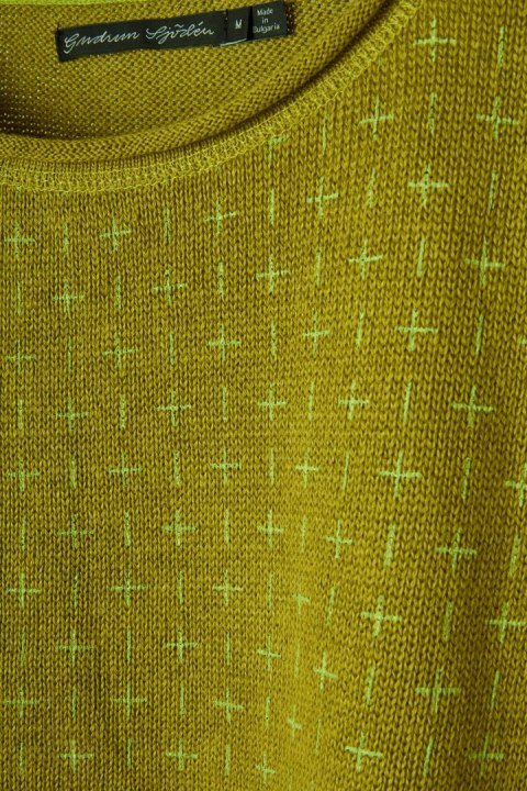 GUDRUN SJODEN - zjawiskowy sweter lniany - L