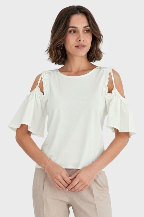 H&M - ciekawa bluzka odkryte ramiona - S/M