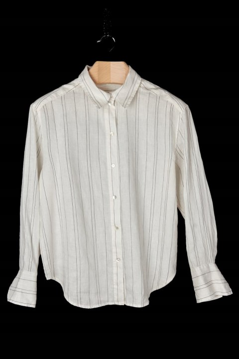 H&M luźna bluzka koszulowa mięciutki len w paski M/L