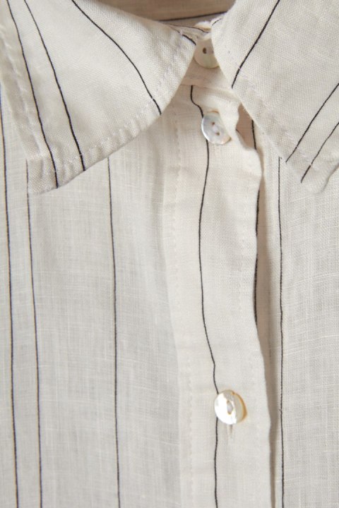 H&M luźna bluzka koszulowa mięciutki len w paski M/L