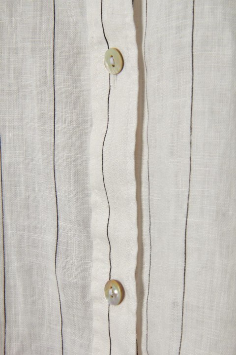 H&M luźna bluzka koszulowa mięciutki len w paski M/L