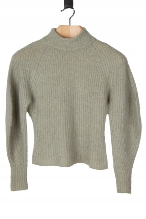 H&M nietuzinkowy sweter szałwiowa zieleń mohair wool blend S