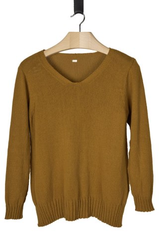 ISCHIKO - luksusowy sweter piękny kolor ochra bawełna - M/L