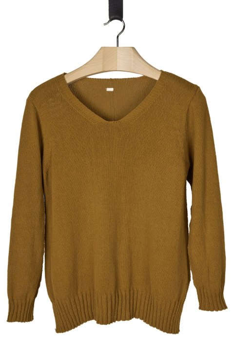 ISCHIKO - luksusowy sweter piękny kolor ochra bawełna - M/L