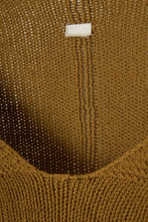 ISCHIKO - luksusowy sweter piękny kolor ochra bawełna - M/L