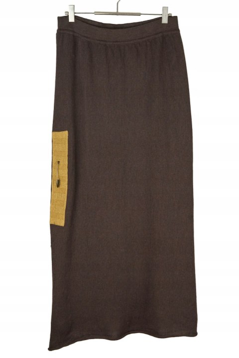 LA CONFIDENCE spódnica wełniana kopertowa piękny czekoladowy brąz M/L