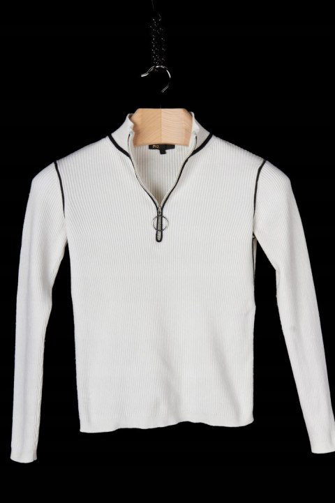 MAJE -dopasowany luksusowy sweter bawełna ecru -36