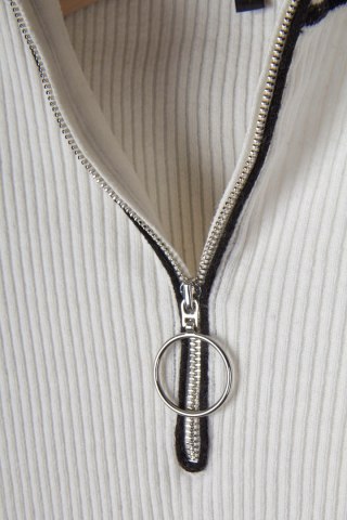 MAJE -dopasowany luksusowy sweter bawełna ecru -36