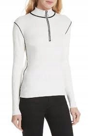 MAJE -dopasowany luksusowy sweter bawełna ecru -36