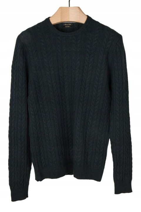 MASSIMO DUTTI mięciutki sweter wełna butelkowa zieleń XL