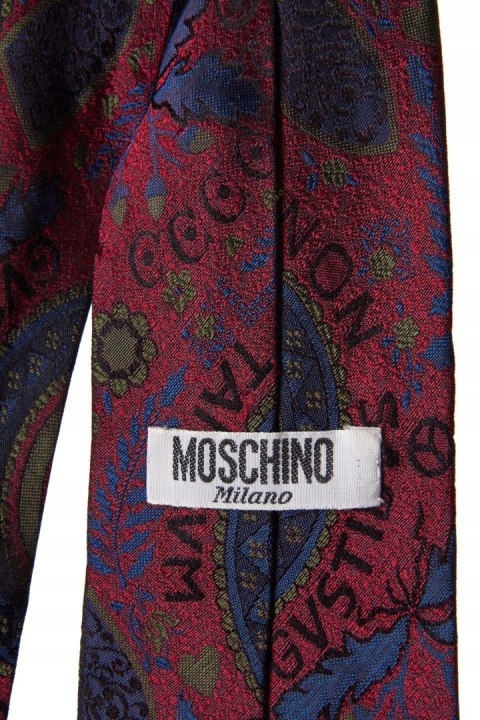 MOSCHINO MILANO fantastyczny jedwabny krawat