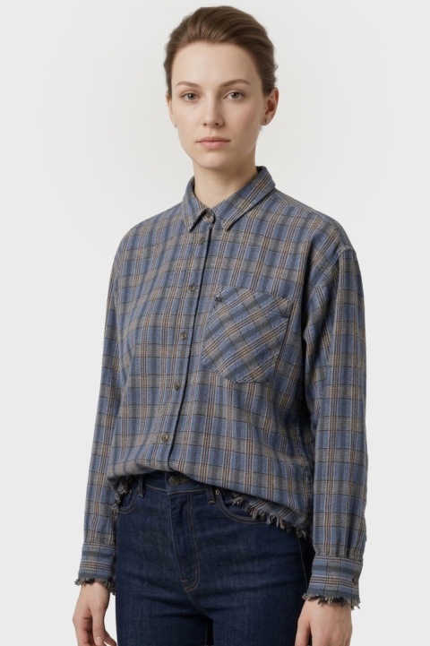 NEXT - luźna prosta tunika w kratkę - 42