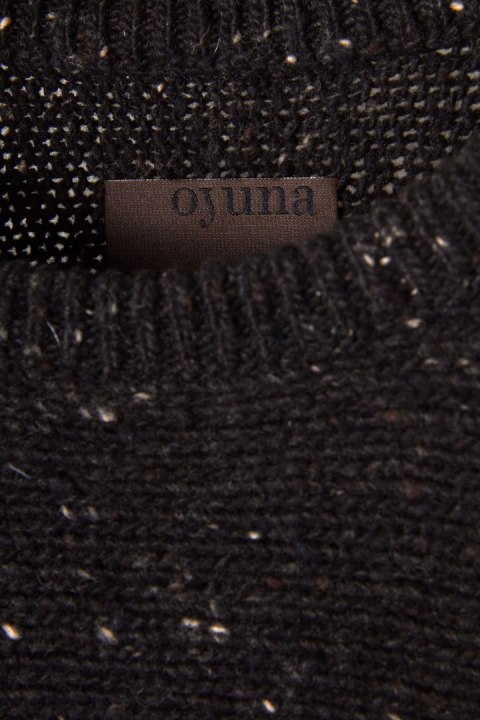 OYUNA - luksusowy sweter wełna kaszmir ciemny brąz melanż - one size