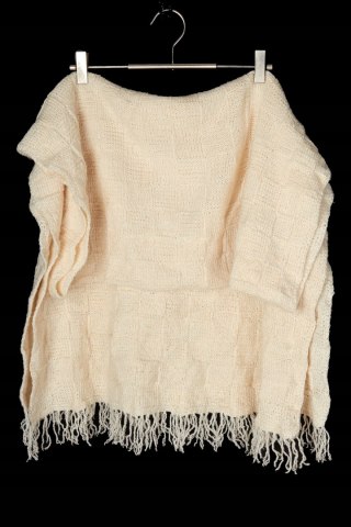 Ogromny szal z frędzlami ręcznie robiony piękny splot