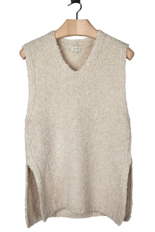 JIGSAW nietuzinkowy mięciutki sweter kamizelka boucle wełna śmietankowa L