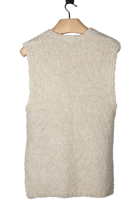 JIGSAW nietuzinkowy mięciutki sweter kamizelka boucle wełna śmietankowa L