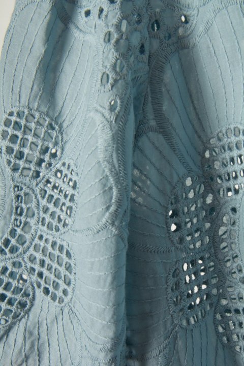 SAMSOE SAMSOE - nietuzinkowa bluzka piękny kolor grynszpan haft - M