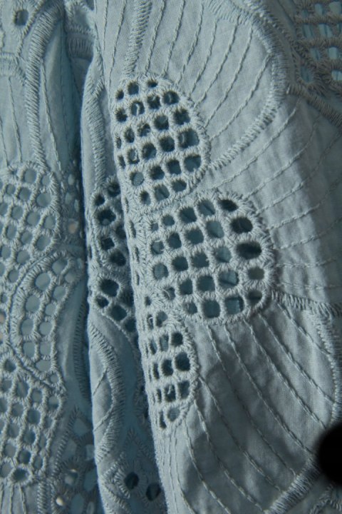 SAMSOE SAMSOE - nietuzinkowa bluzka piękny kolor grynszpan haft - M