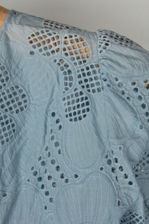 SAMSOE SAMSOE - nietuzinkowa bluzka piękny kolor grynszpan haft - M