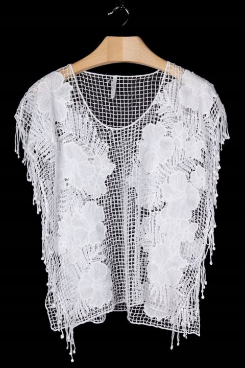 SEAFOLLY - zjawiskowa bluzka koronkowa śnieżna biel plażowa - 0/S