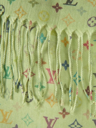 Śliczny pistacjowy szal kaszmir jedwab wzór